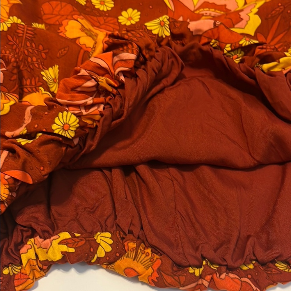 Easel Los Angeles Floral Long Sleeve Red and Orange Square Neck Longsleeve Sz 3X - Picture 10 of 10